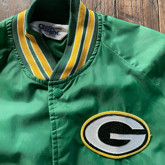 Vintage Chalk Line Green Bay Packers Satin Bomber Jacket - Picture 3 of 7